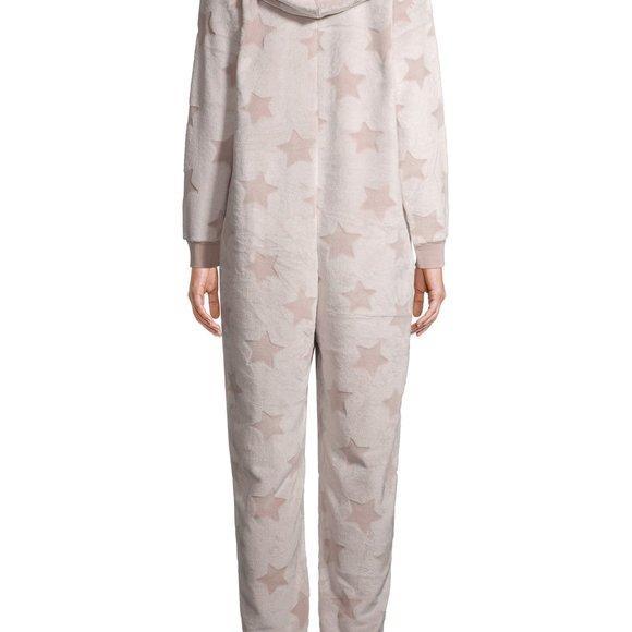 New Plush Stars Faux Fur Trimmed Union Suit. - Picture 3 of 11